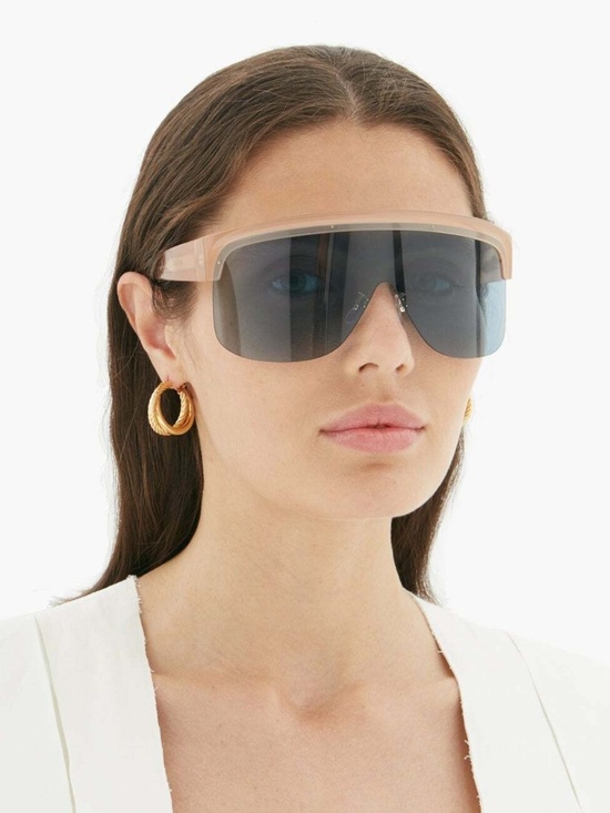 LOEWE Show D-Frame Visor Shield Mask Sunglasses in Shiny Pink LW40034U